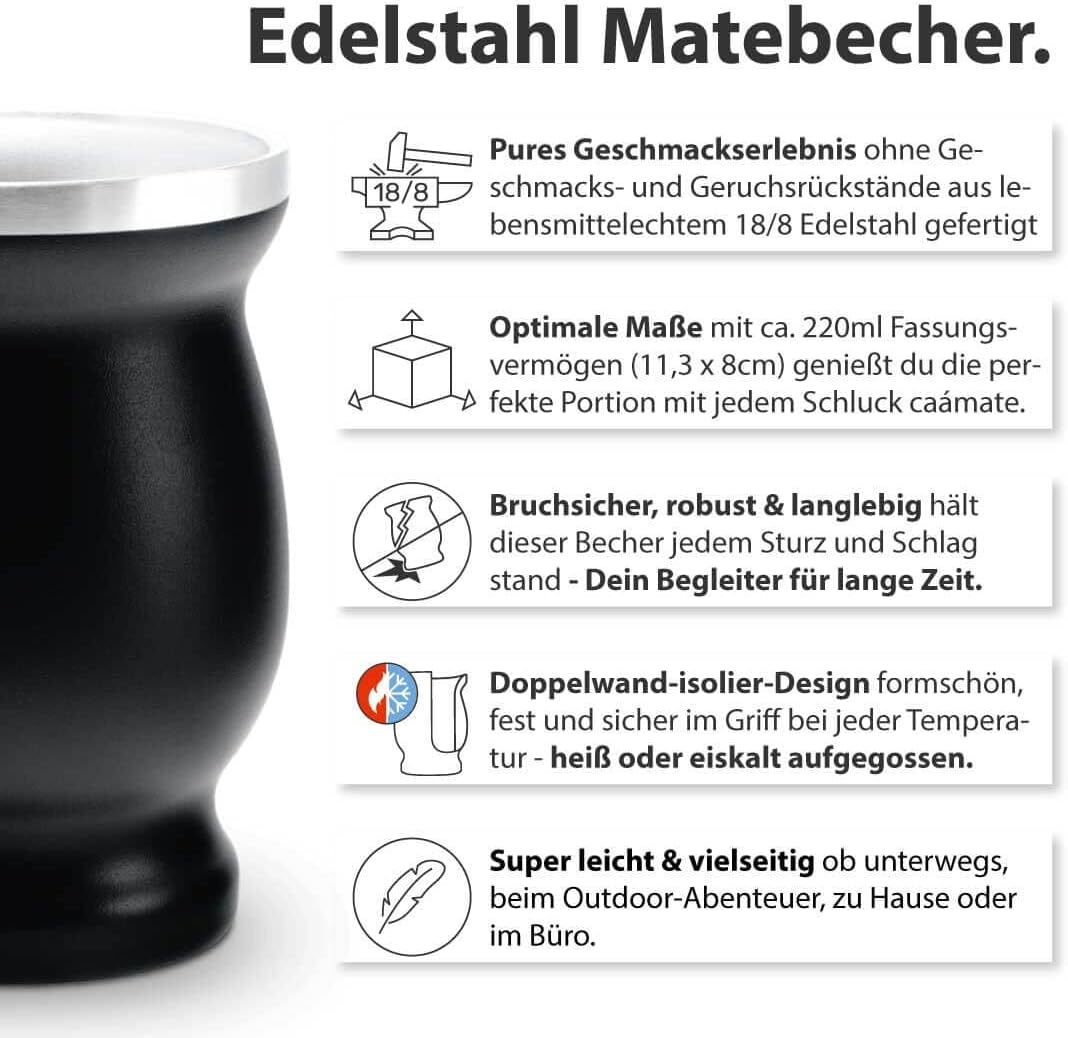 Mate Set für Zwei, schwarz