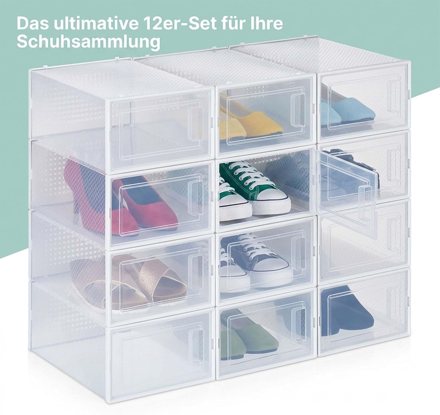Schuhorganizer 12er Pack, stapelbare Schuhboxen