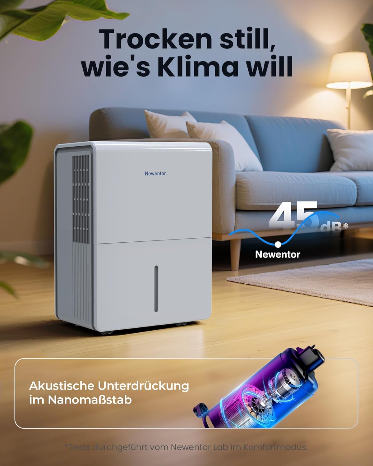 Luftentfeuchter mit Geräuschreduktion, 25L/Tag, EU