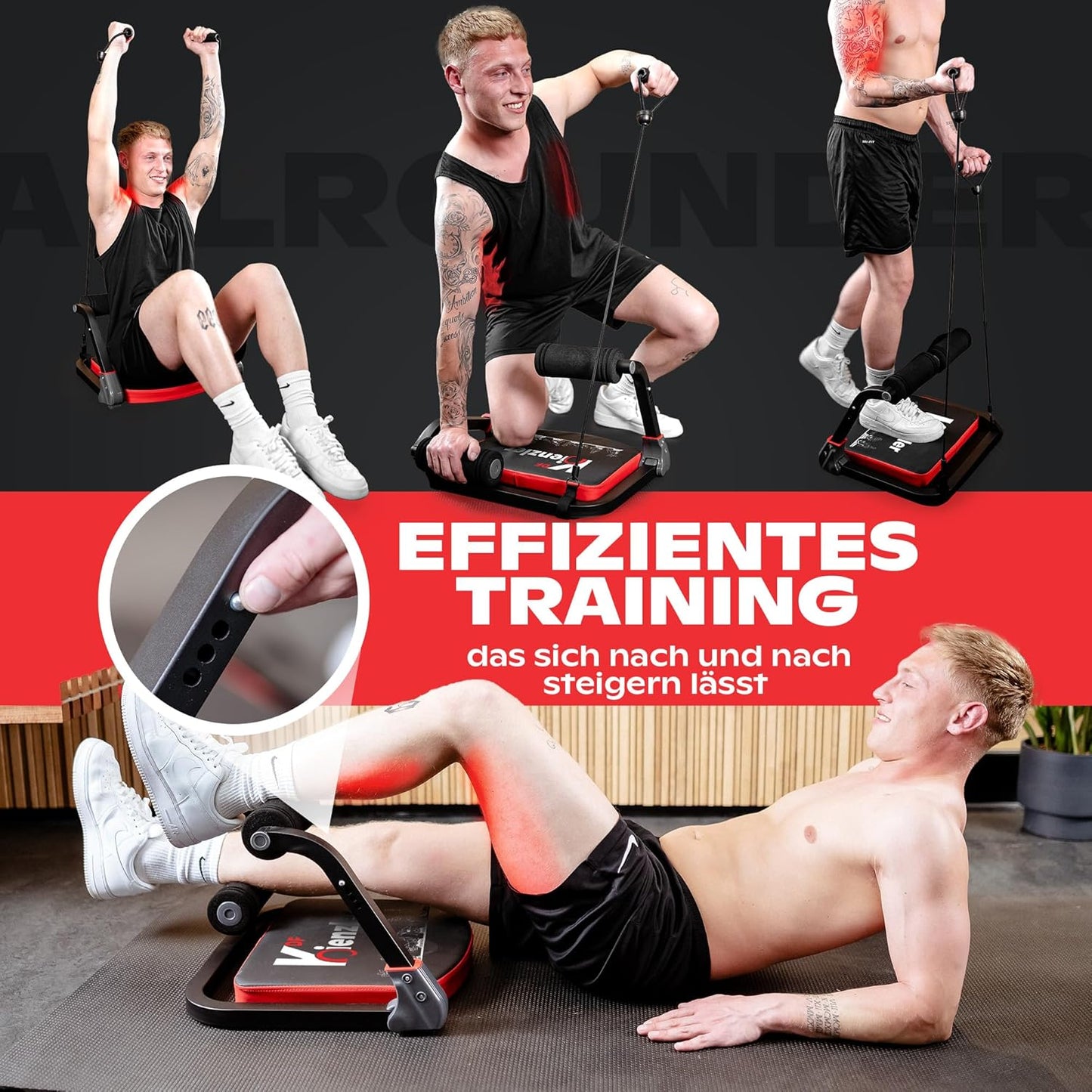 Bauchtrainer & Rückentrainer mit Widerstandsbändern