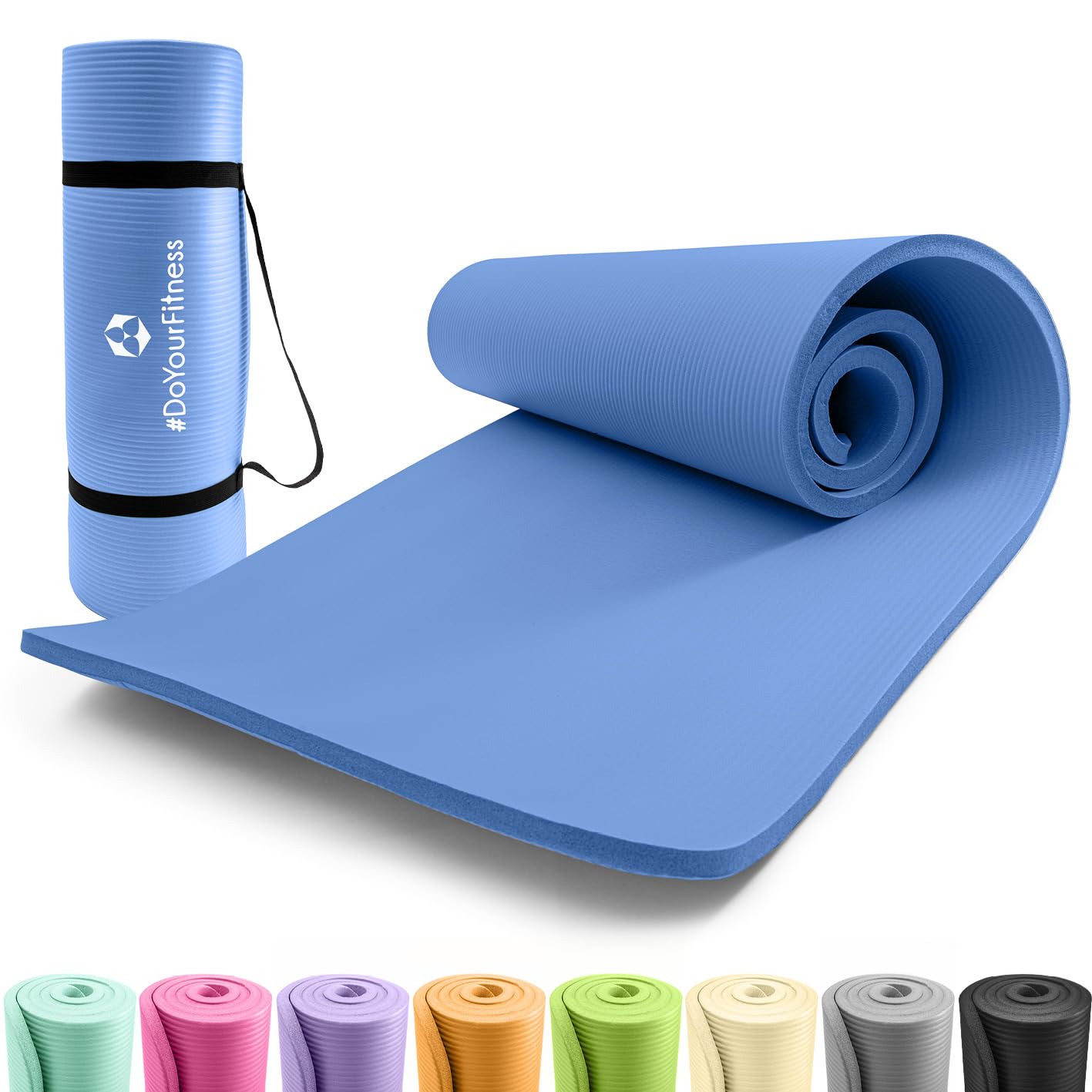 Rutschfeste Fitness- und Gymnastikmatte (Indoor/Outdoor), 183 x 61 x 1,5 cm blau