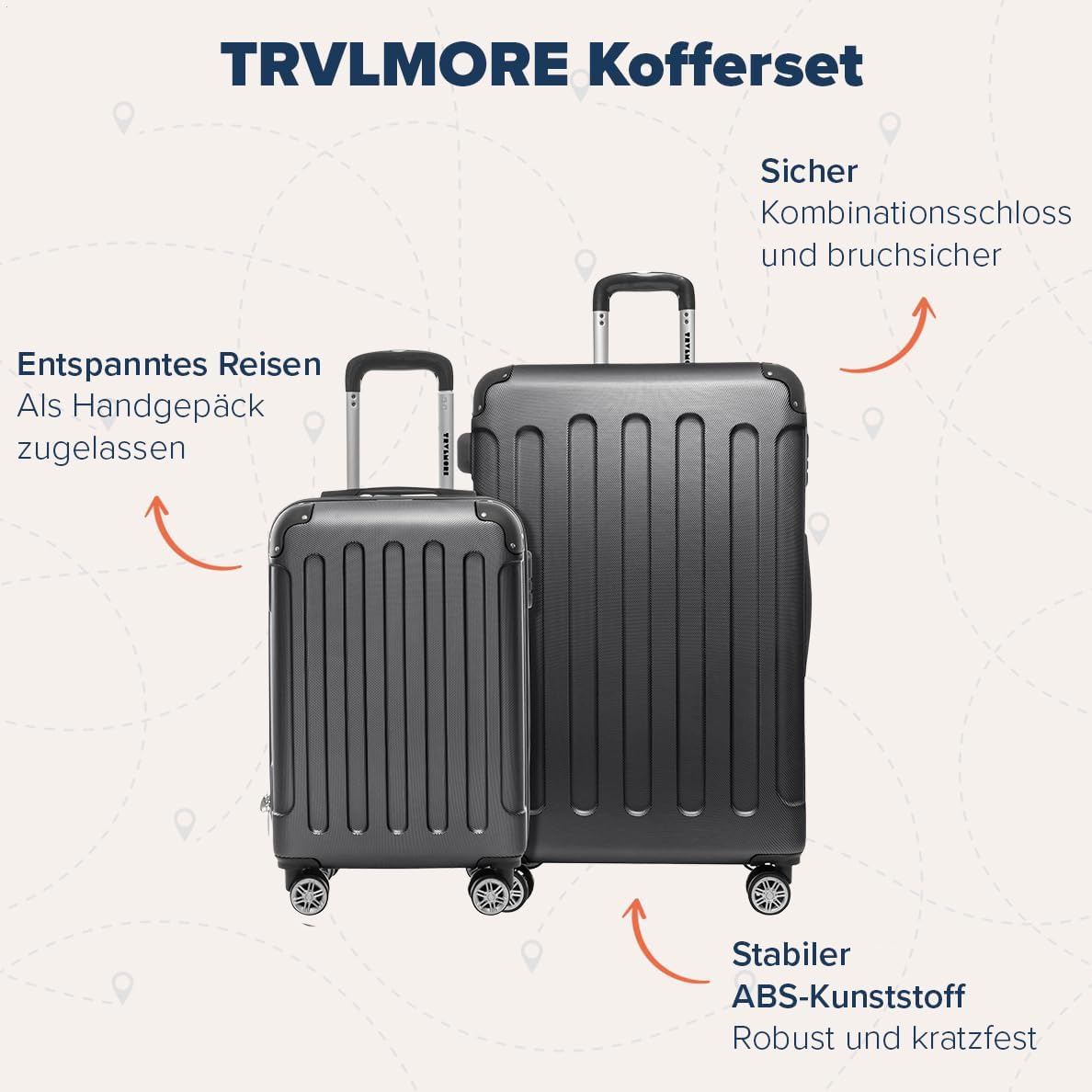 2-teiliges Hartschalenkofferset, Kofferset 2 teilig Schwarz