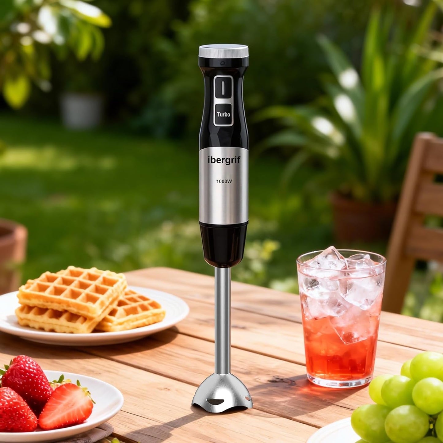Stabmixer mit stufenloser Geschwindigkeitsregelung, 6.5 cm (L) x 6.5 cm (l) x 40.5 cm (H) Schwarz/Silber