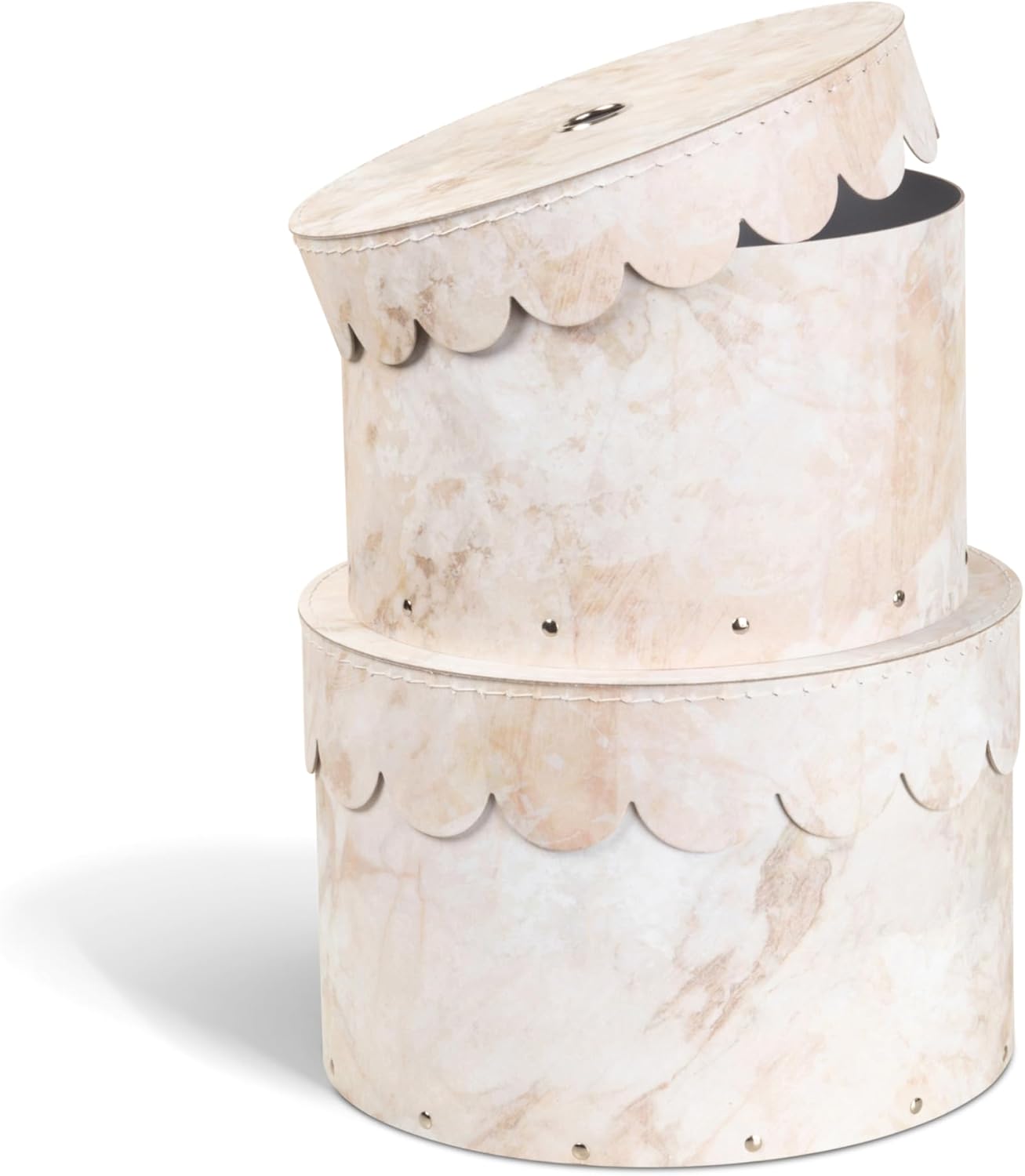 Runde Aufbewahrungsboxen-Set, Beige 2