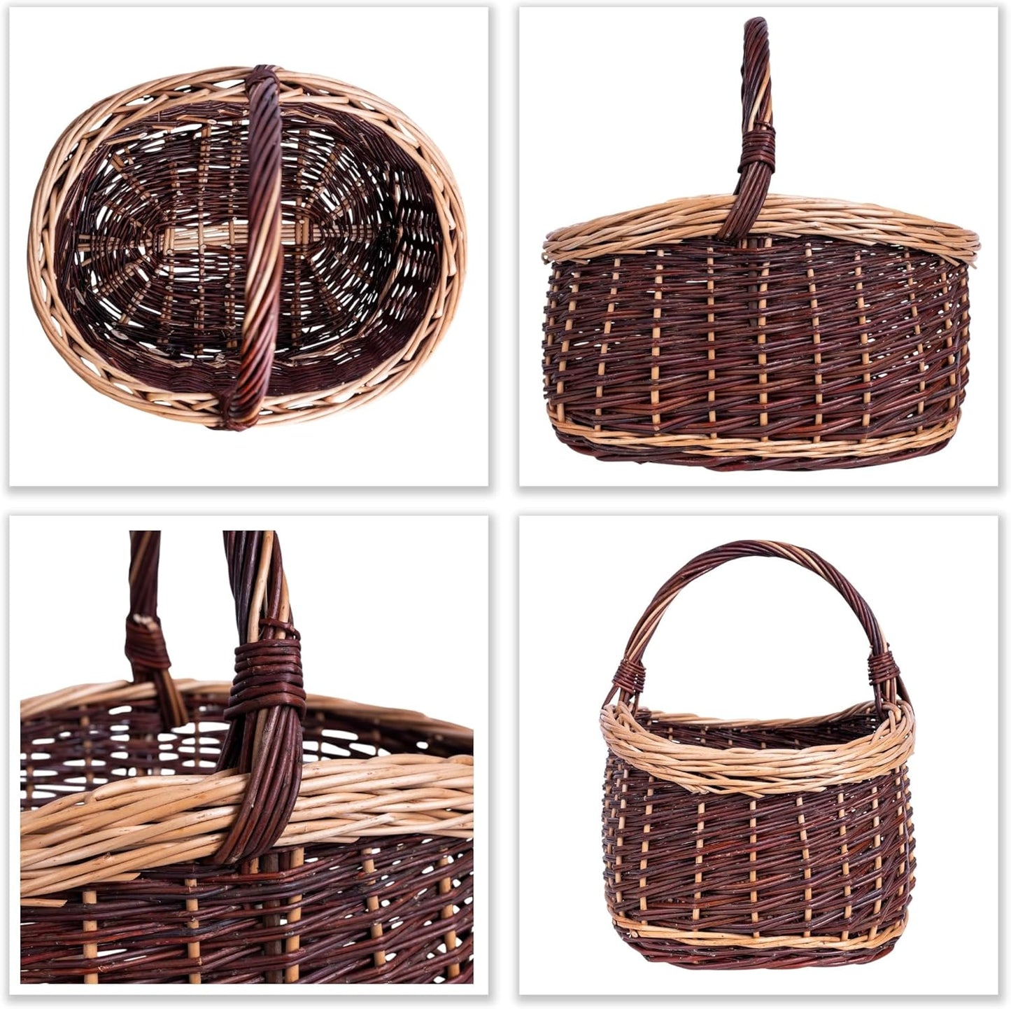 Grosser Picknickkorb aus Weide 43x33x40 cm