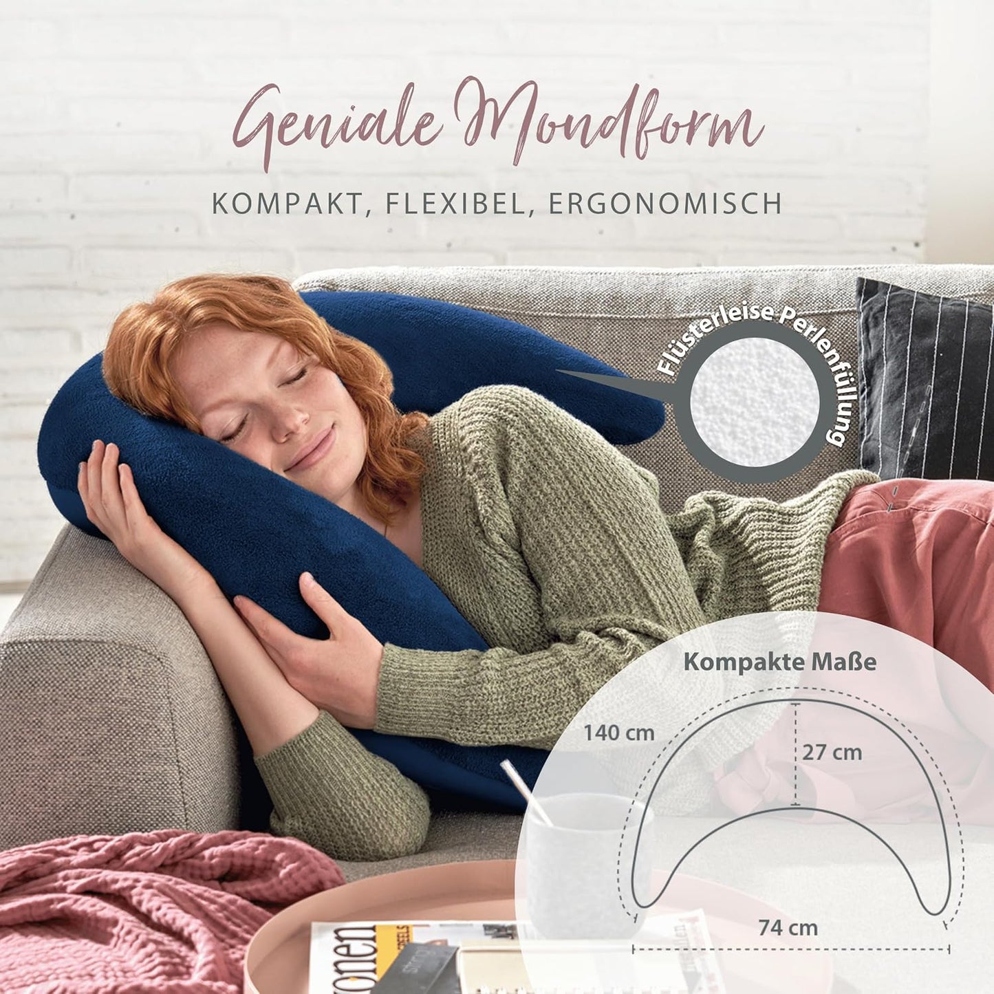 Ergonomisches Still- und Nackenkissen, Dunkelblau