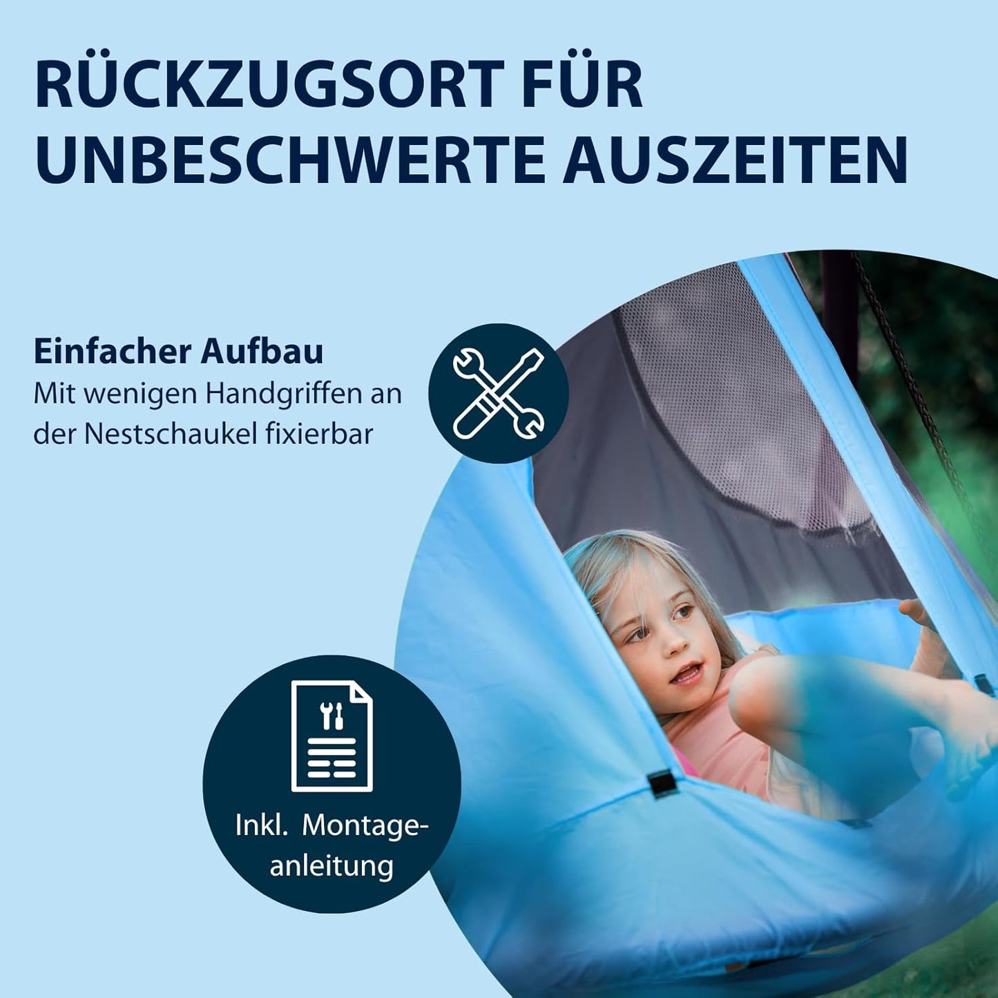 Zeltüberzug für Nestschaukel, 90 cm Blau