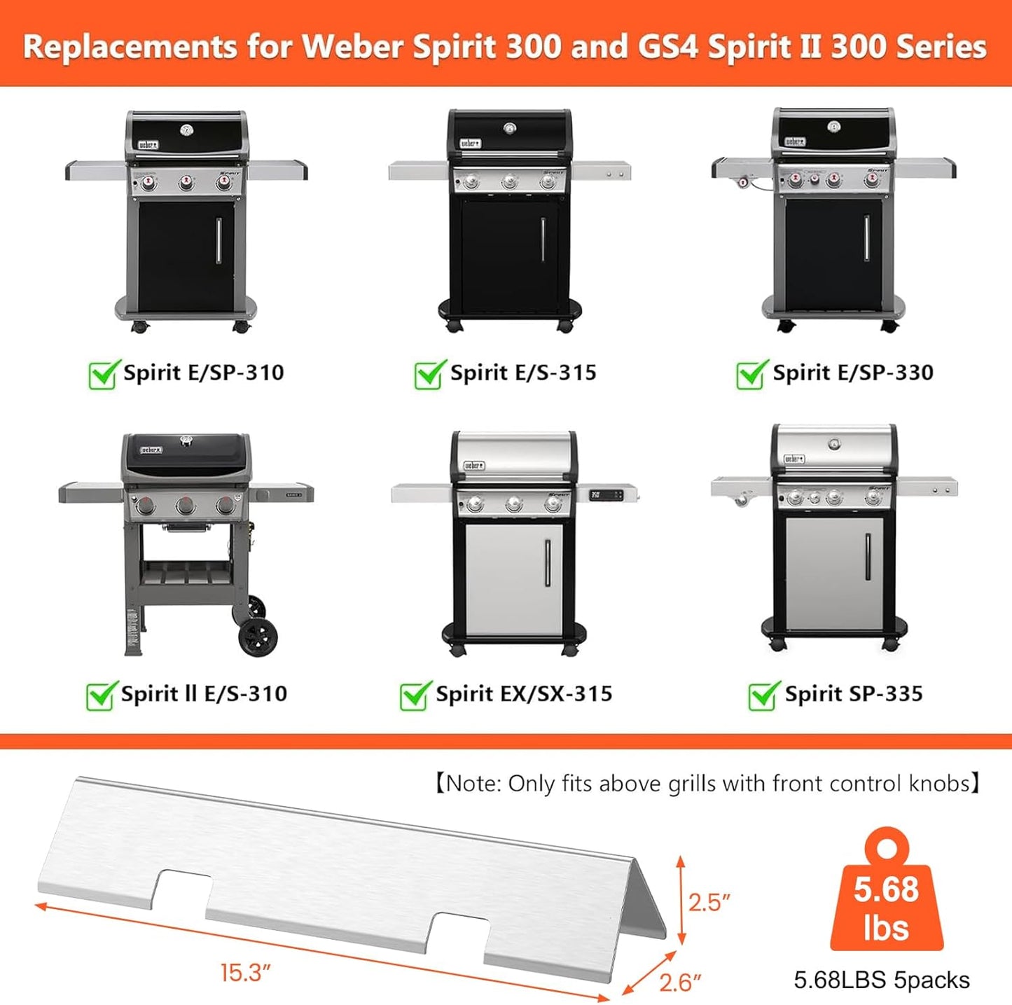 Aromaschiene für Spirit 300 Grills, 201 Stainless Steel for Spirit 300 & II 300
