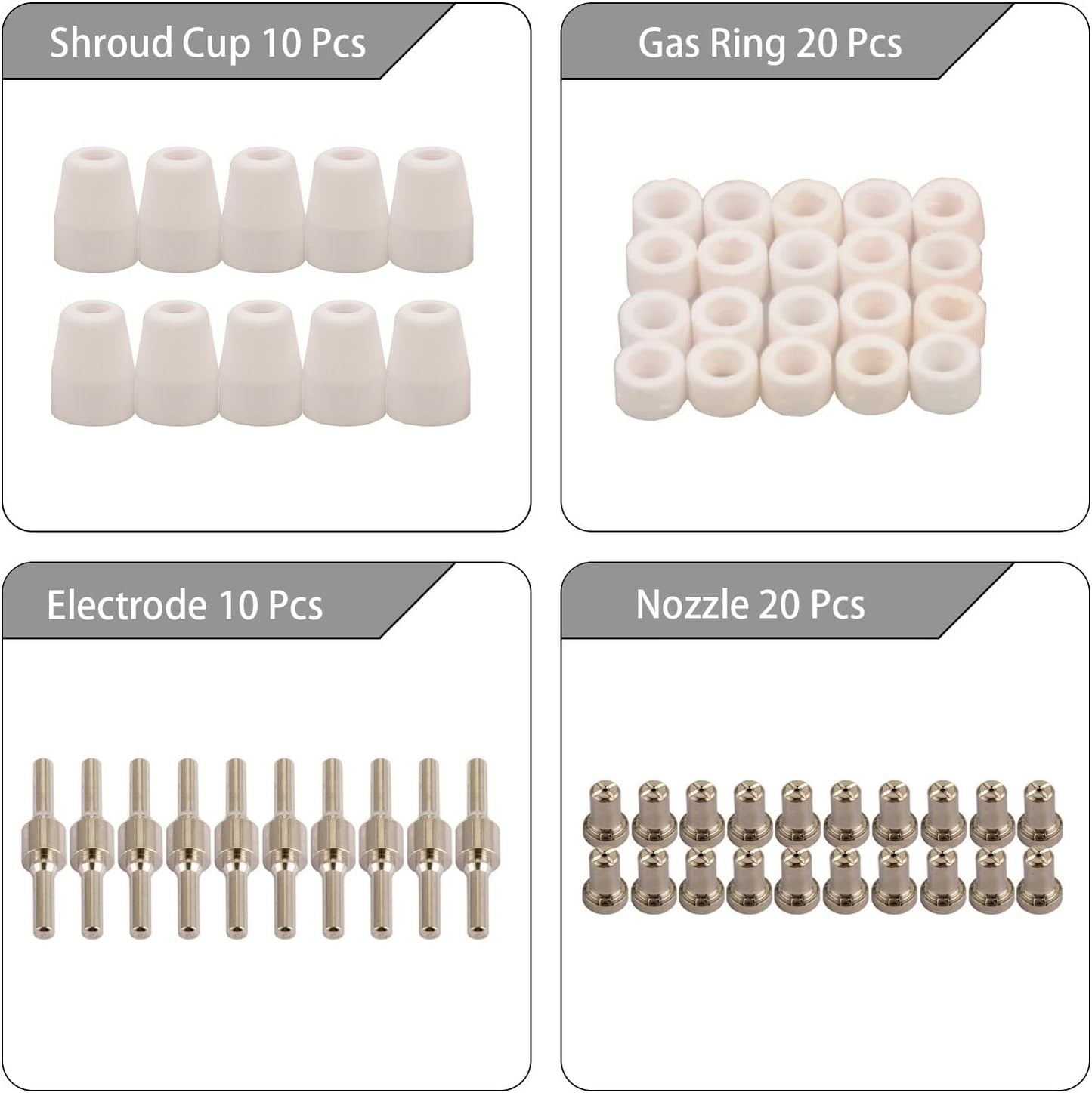 60-teiliges Verbrauchsmaterial-Set für Plasmaschneider, 60PCS Erweitert Vernickelt