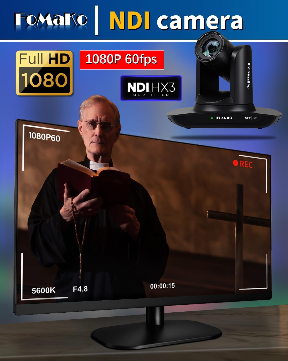 NDI HX3 PTZ Kamera Set mit KI-Auto-Tracking und Controller, Obsidianschwarz