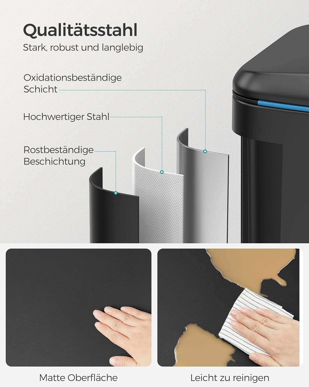 Treteimer mit Mülltrennsystem, Schwarz