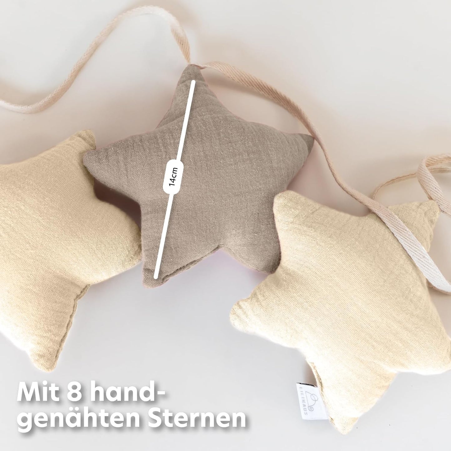 Sternenkette, Hellbeige & Creme Sterne ohne Goldapplikation