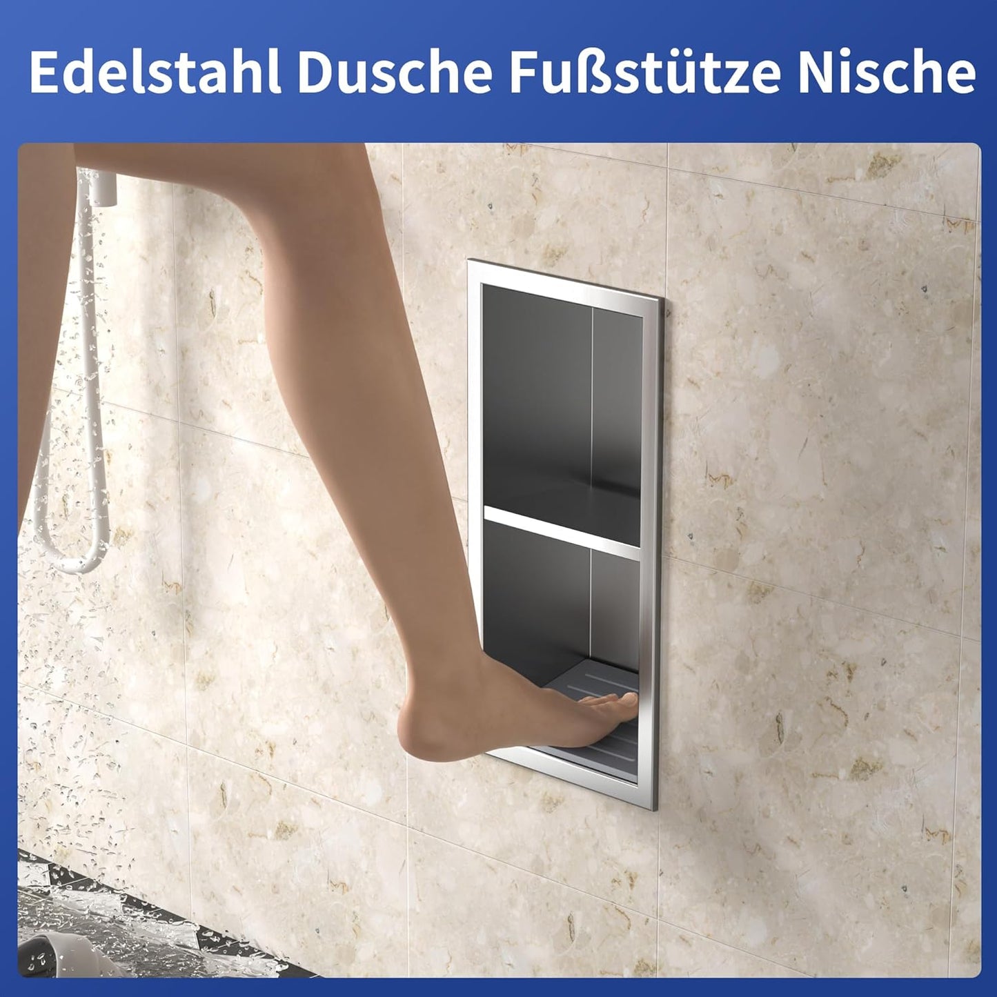 Duschnische mit Regal, 31 cm x12 cm Silber