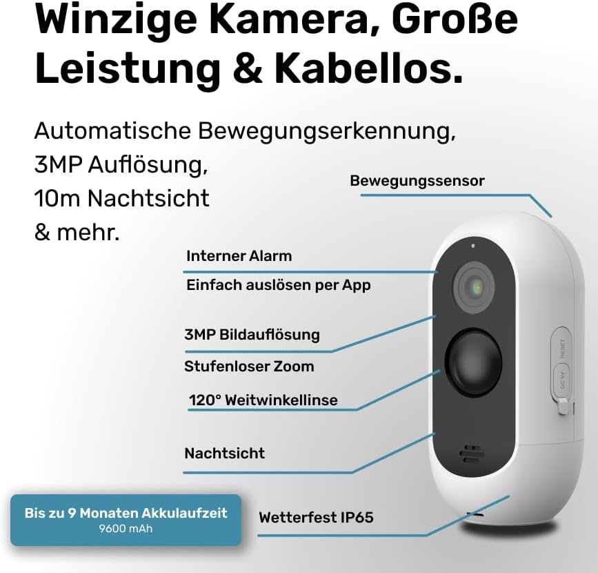 Outdoor Haustierkamera mit 2-Wege-Audio, PetCam Free Outdoor geeignet mit Akku