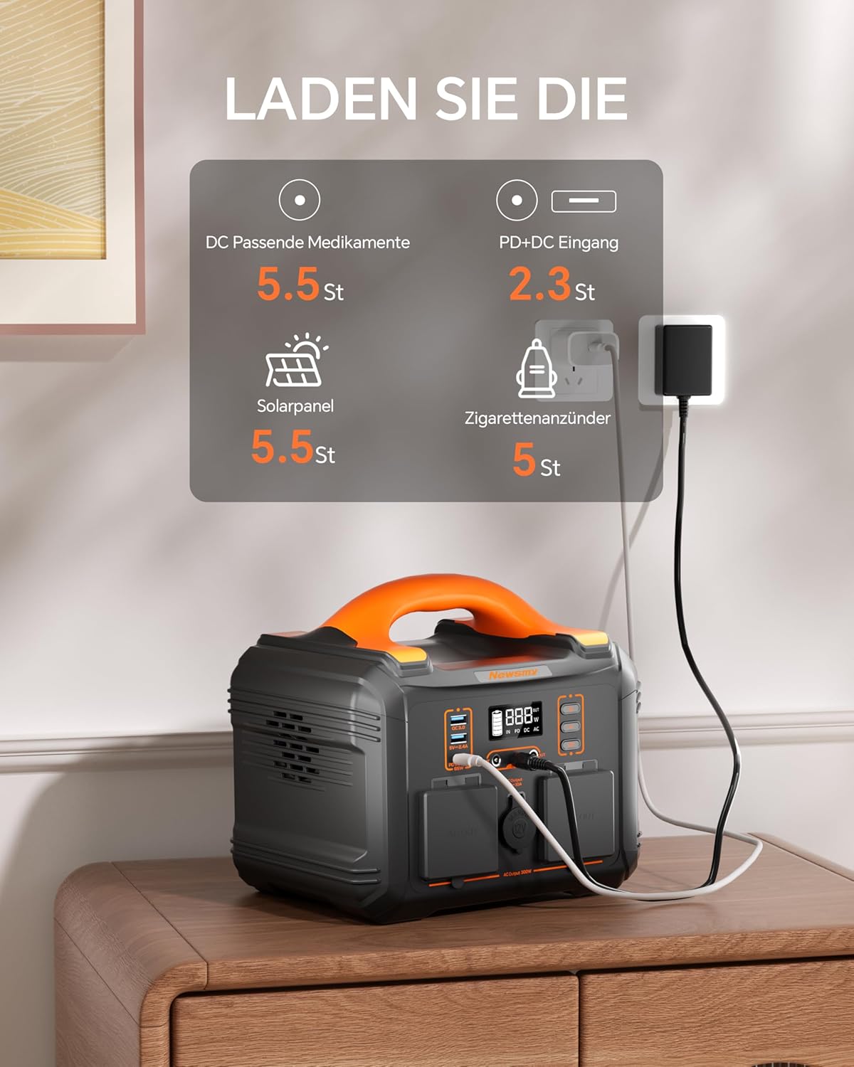 Tragbare Powerstation 300 W, 236Wh Schwarz