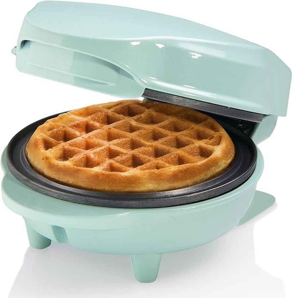 Mini-Waffeleisen mit Antihaftbeschichtung (Retro Design), Mint