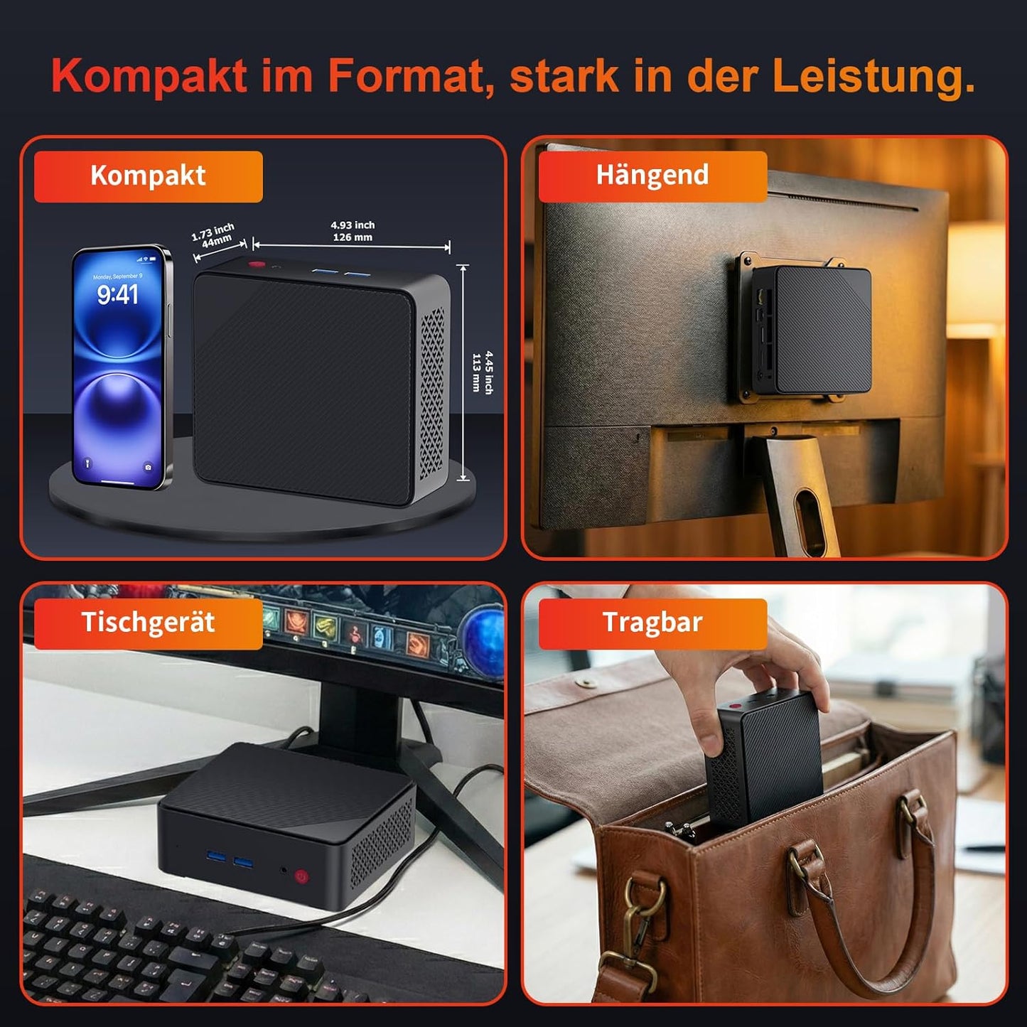 Mini PC AK12 mit AMD Ryzen R2514, 4K, WiFi 5, 8+512GB