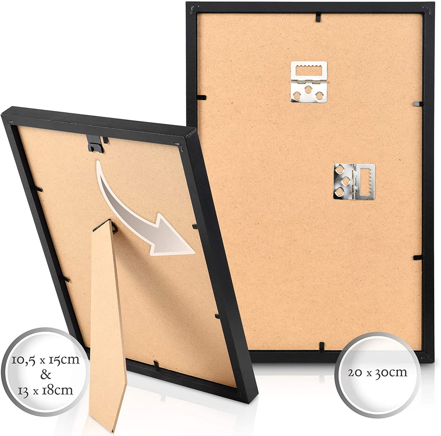 30er-Set Bilderrahmen, schwarz, Schwarz 10x 10,5x15cm / 15x 13x18cm / 5x 20x30cm