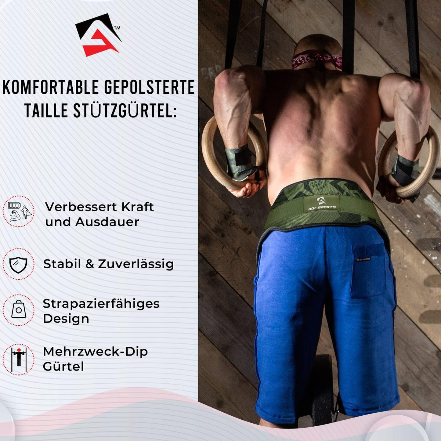 Dip Gürtel mit Stahlkette, Grünes Camo