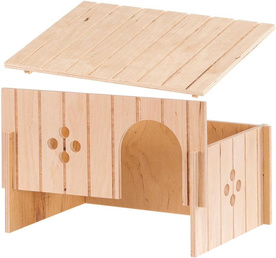 Kaninchenhaus SIN 4646 mit Flachdach und Belüftungslöchern, 33 x 23,6 x h 16 cm.