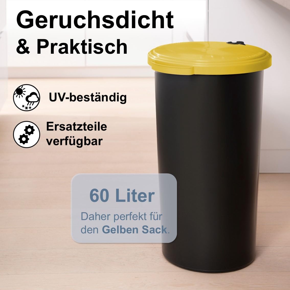 Müllsackständer mit Scharnierdeckel, Gelb 1