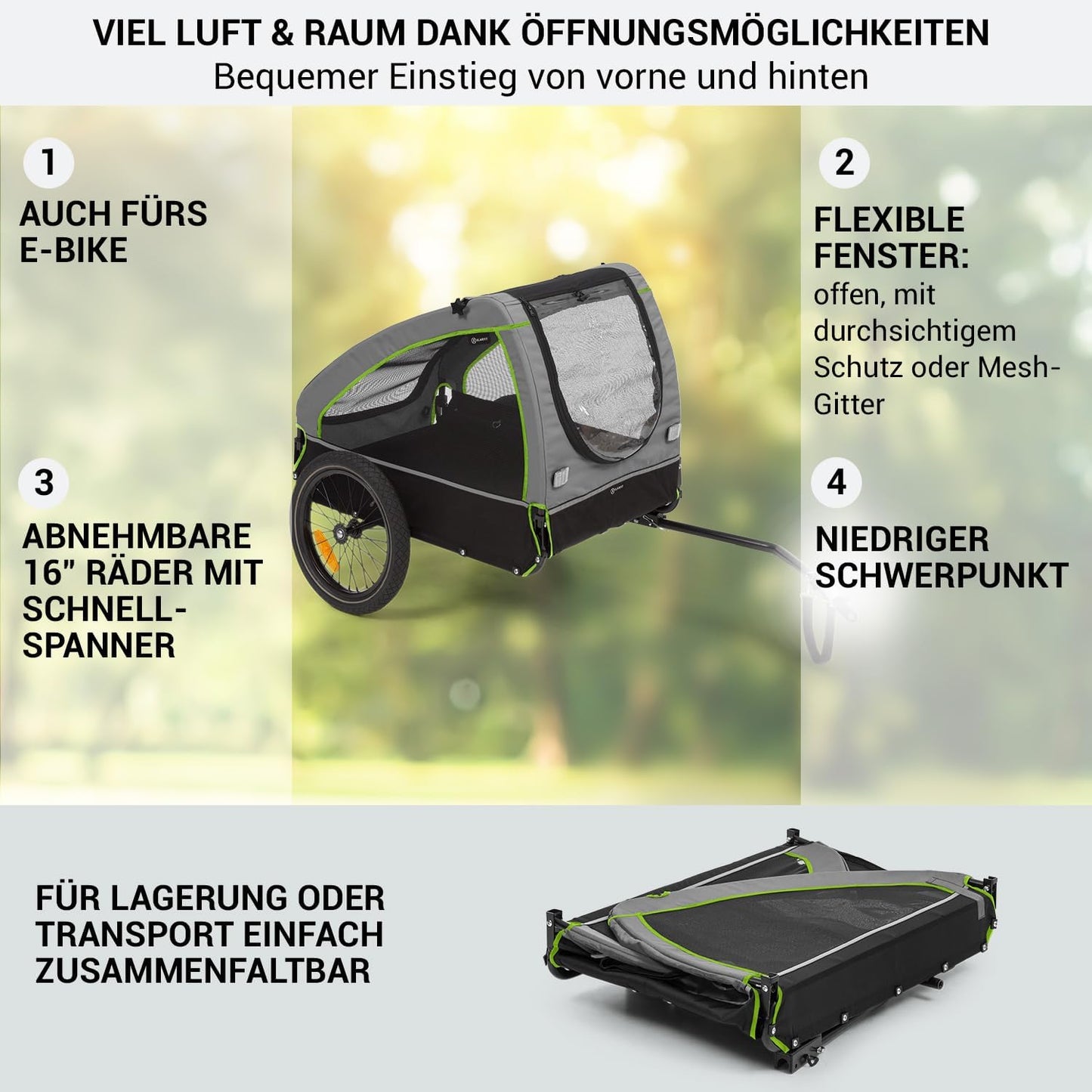 Husky City - 2-in-1 Veloanhänger, Grün, Husky