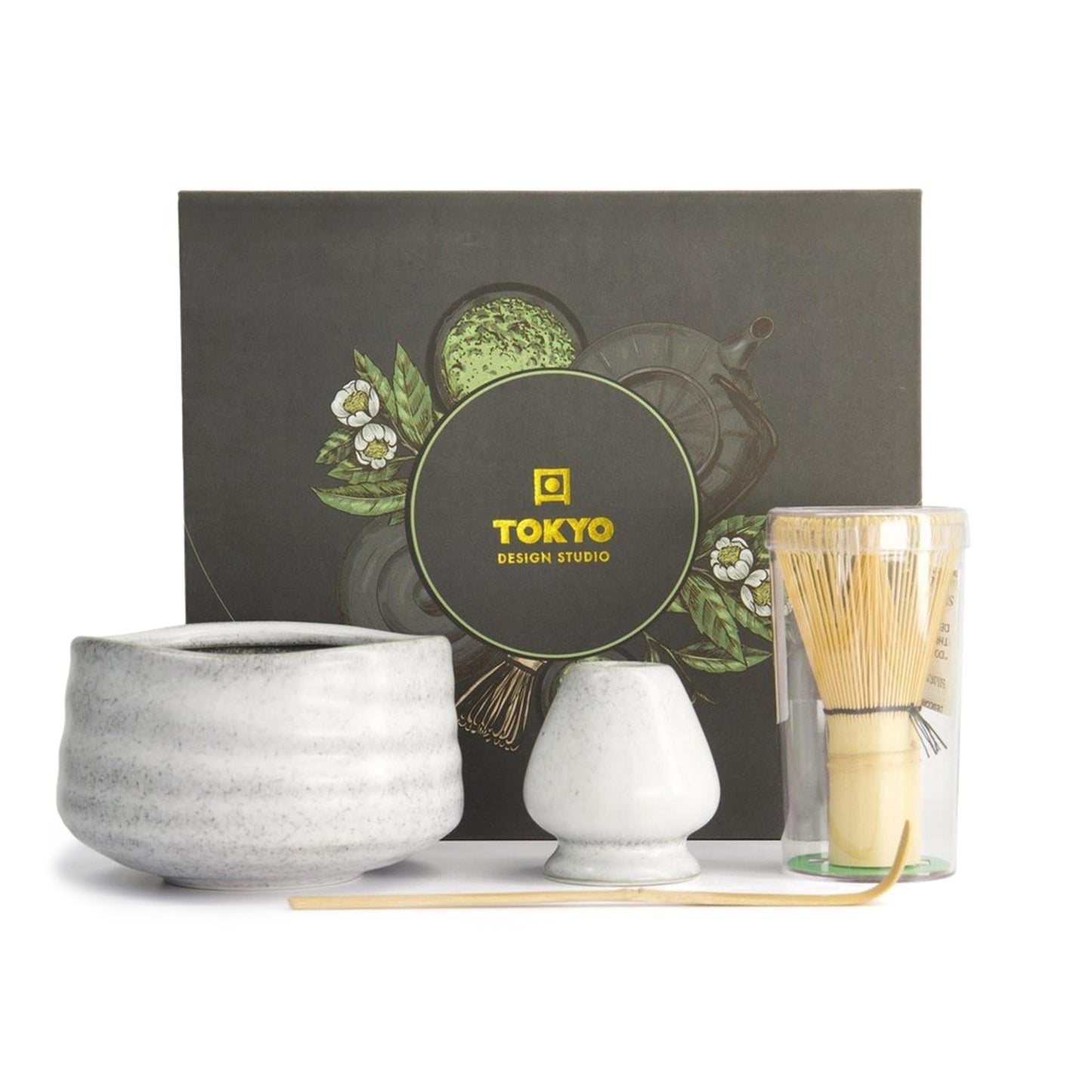 4-teiliges Matcha-Set für Teezeremonien, Grau