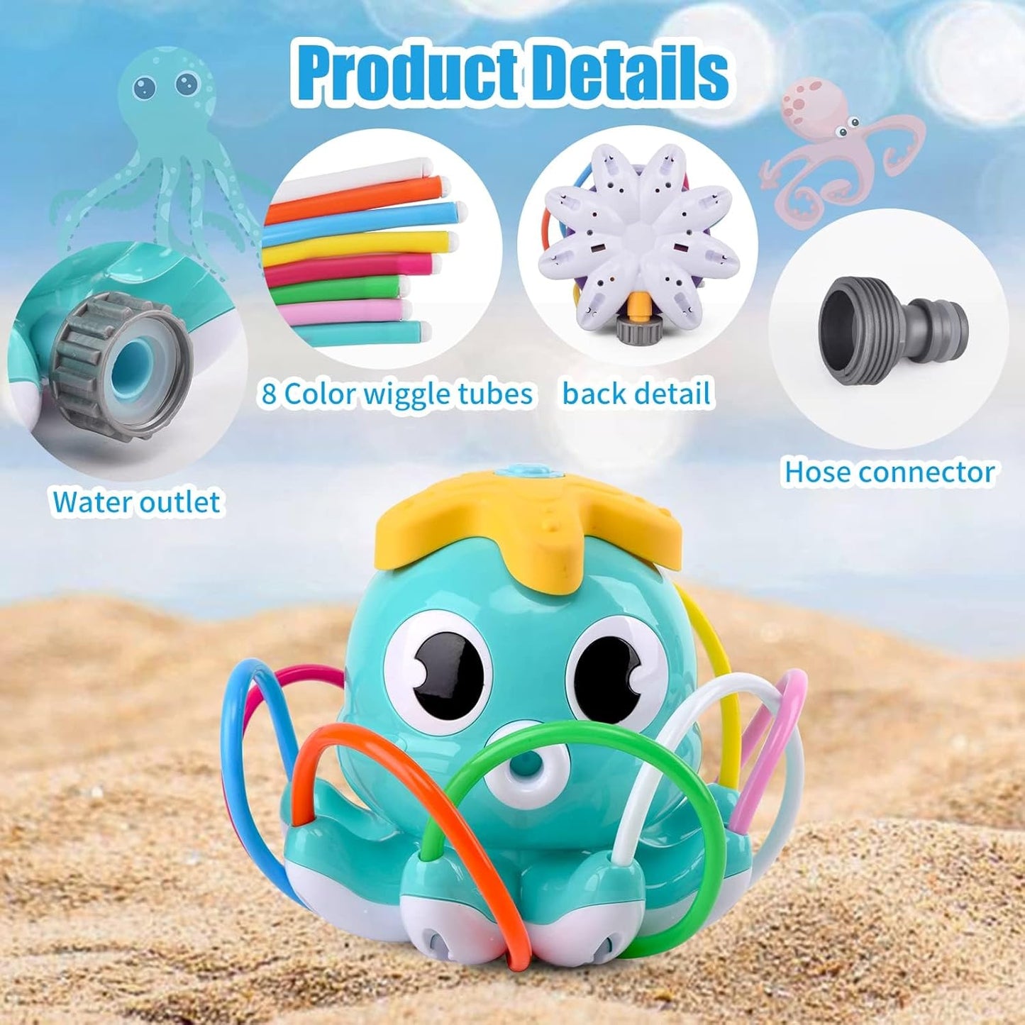 Wasserspielzeug Oktopus-Sprinkler ab 3 Jahre, Oktopus-Blau