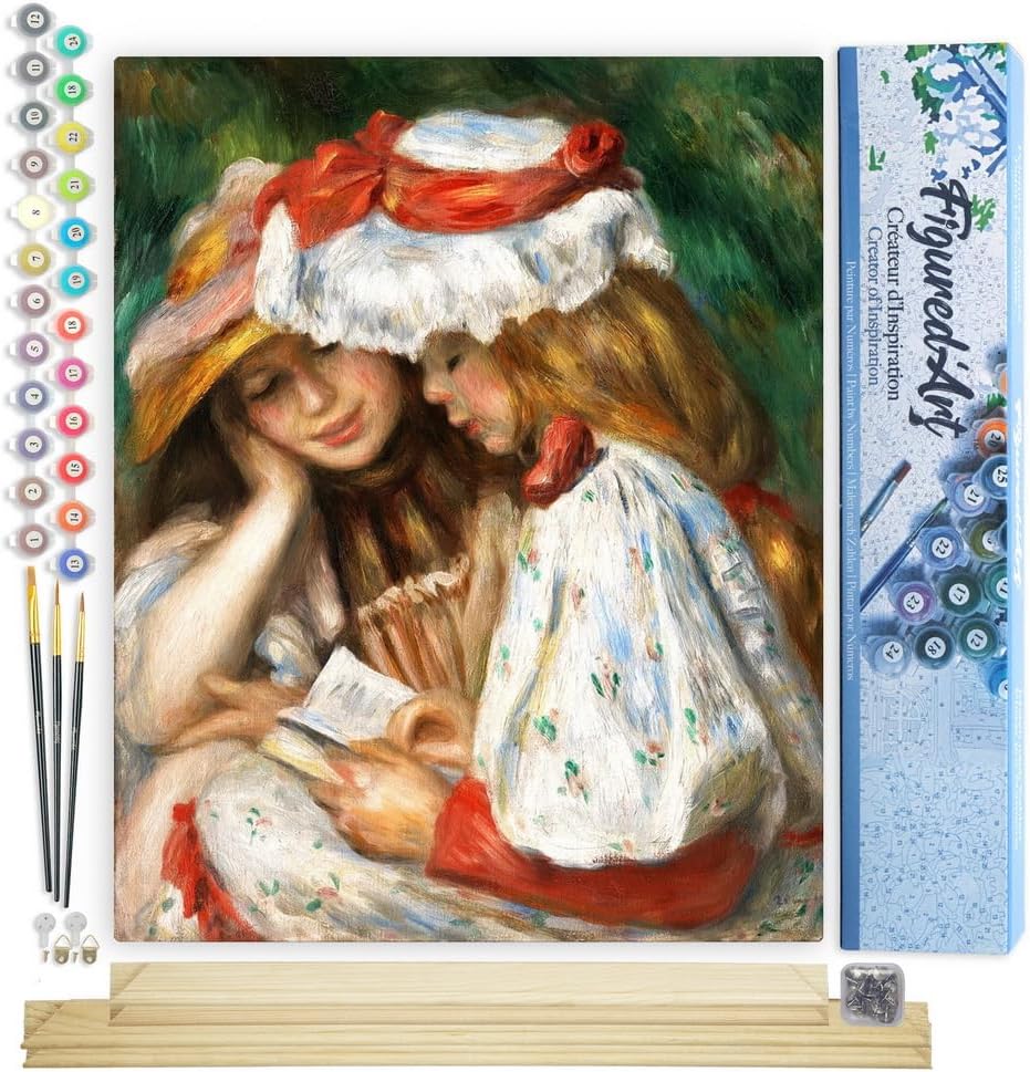 Malen Nach Zahlen Zwei Lesende Mädchen, 40 x 50 cm, Zwei Lesende Mädchen - Renoir 40x50cm Mit Keilrahmen (nicht gespannt)