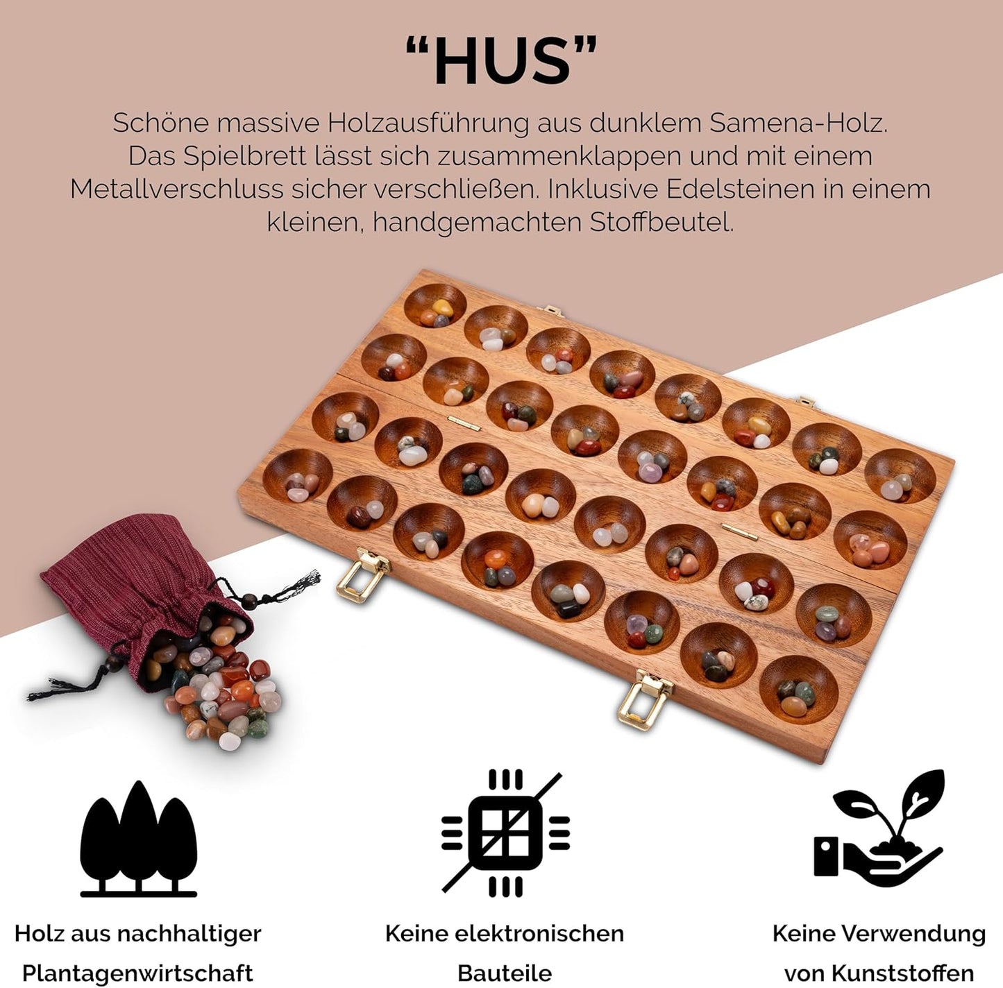 Hus-Spiel, Metallverschluss Gold