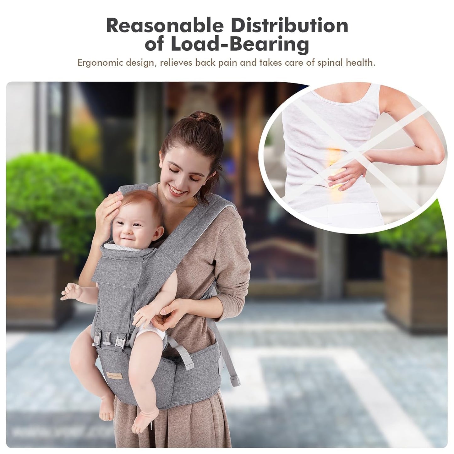 Ergonomische 9-in-1 Babytrage für Neugeborene, Grau