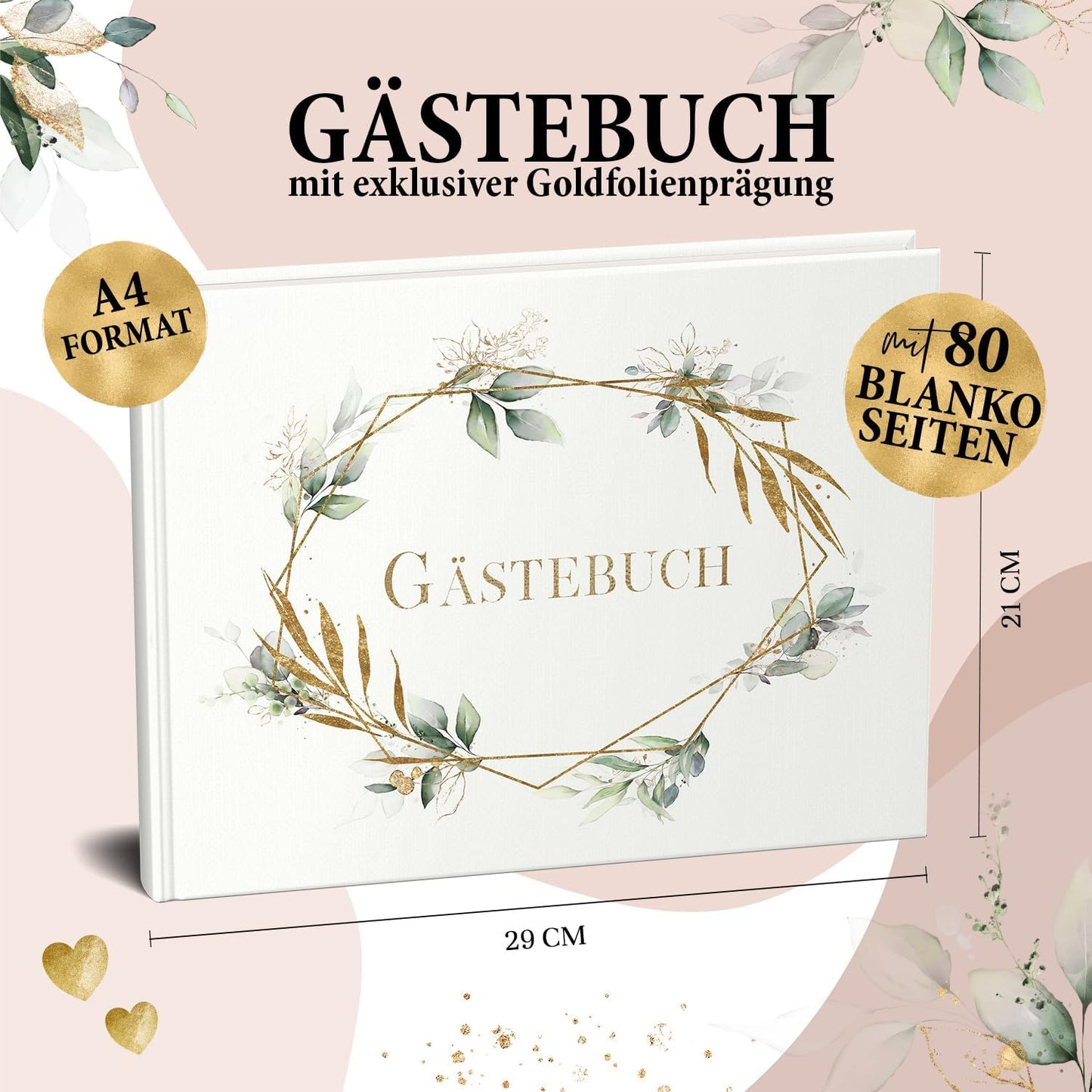 Hochzeits-Gästebuch mit Stickerset, Weiss Inkl. Sticker