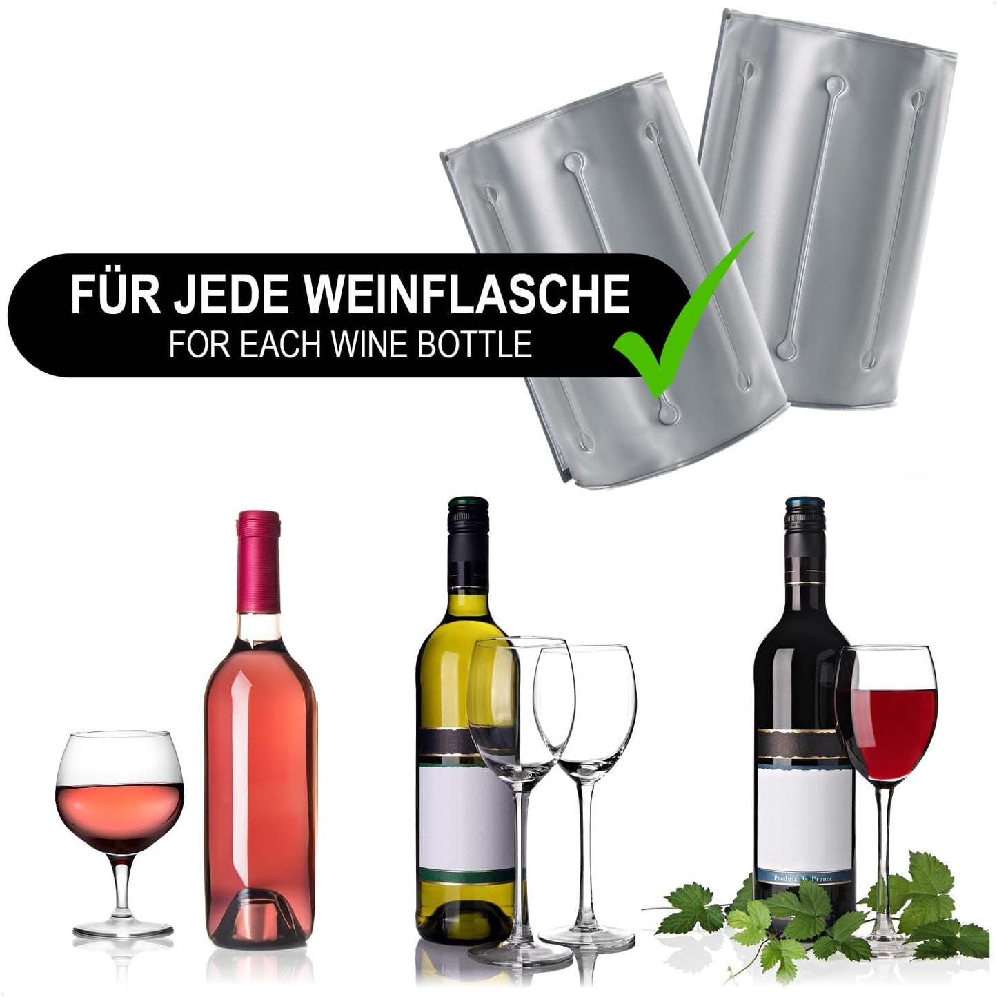 4-teiliges Flaschenkühler-Set, 04 Stück - Grau