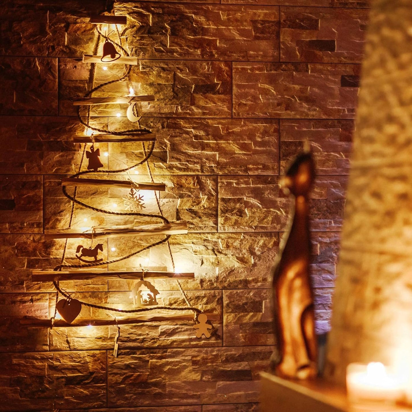 Handgemachter Weihnachtsbaum mit LED-Lichtern, 95 CM HOCH