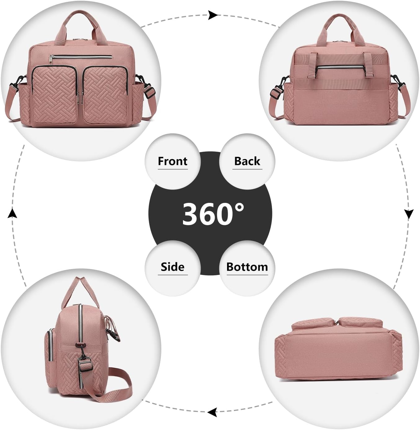 Baby-Wickeltasche mit Wickelauflage und Isoliertaschen, Große Tasche mit Wickelauflage Rosa