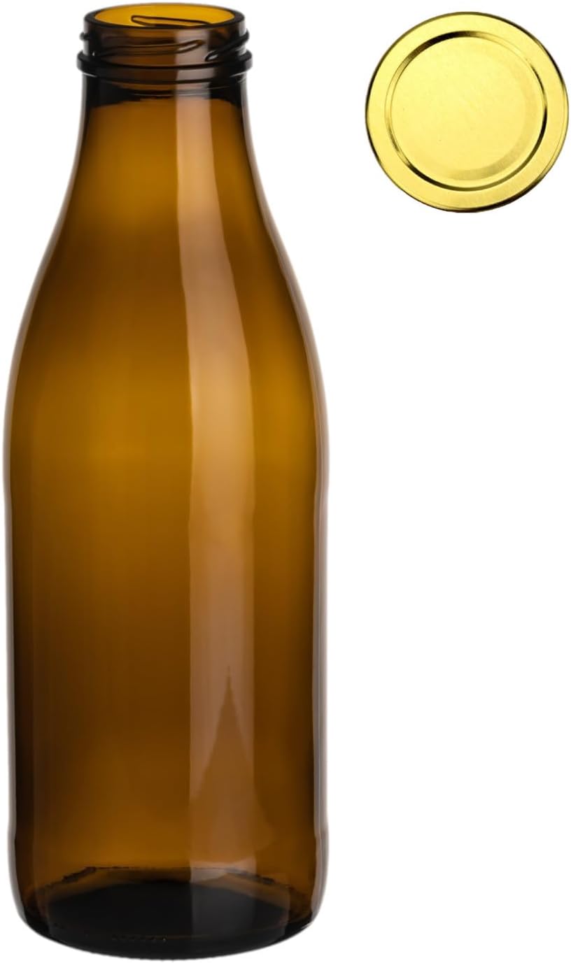 20 Stück Saftflaschen mit Schraubdeckel, 20 Stück Braun/Gold