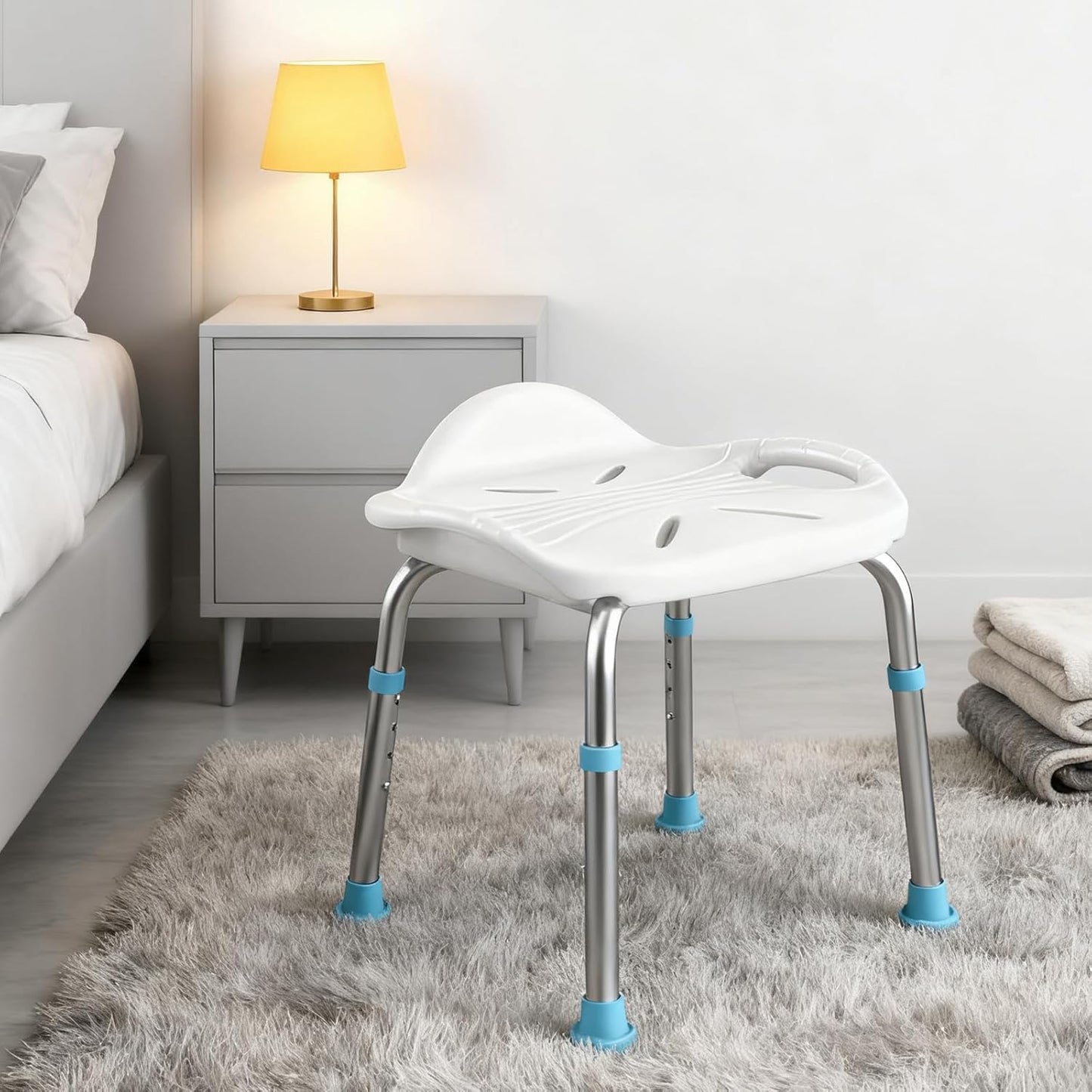 Duschhocker für Senioren, White Wide 48.6cm