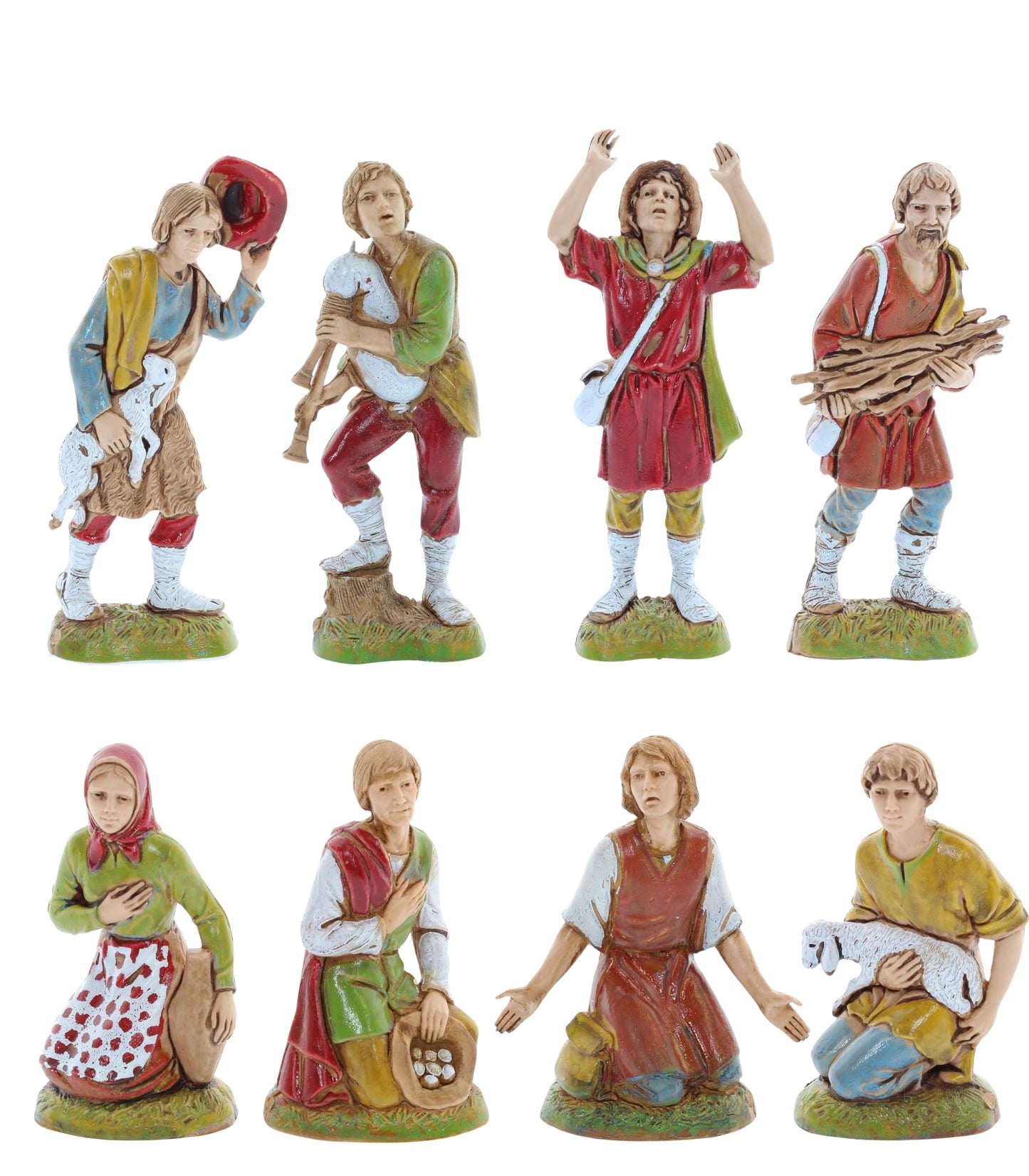 Set 8 Hirtenfiguren für Krippe (10 cm)
