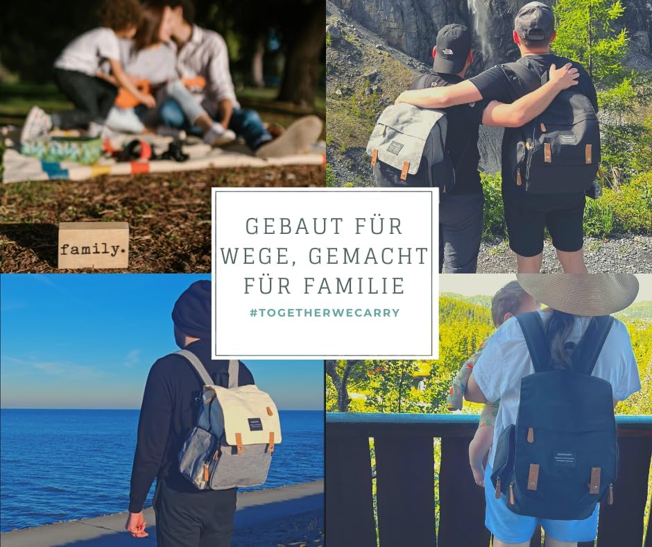 Wickelrucksack mit Wickelauflage & Befestigung, Grau