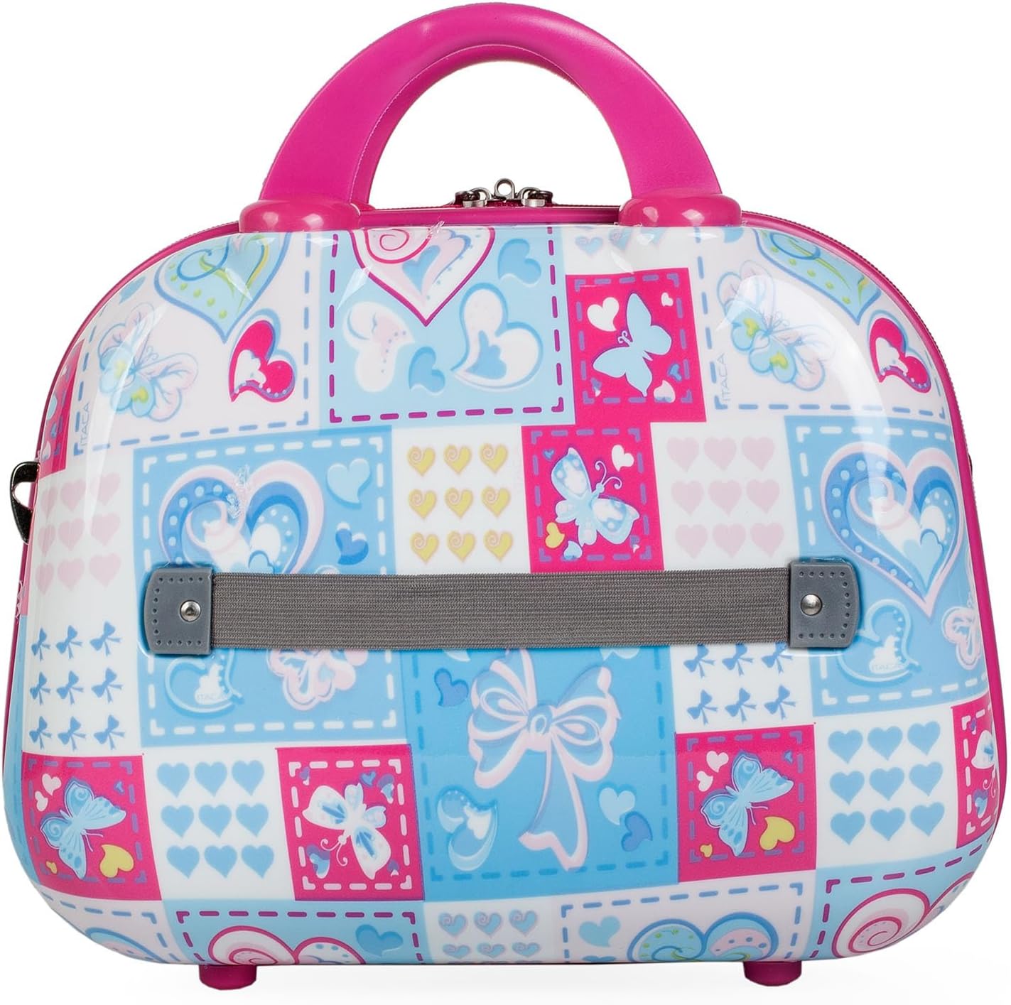 Hartschalen-Kosmetikkoffer mit Kofferhalterung, XS Blau-fuchsia