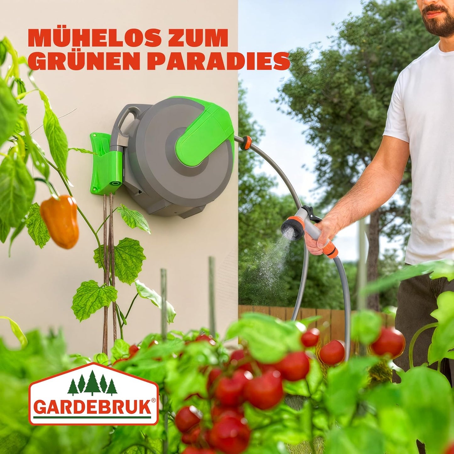 Schlauchtrommel mit Handbrause, 20m