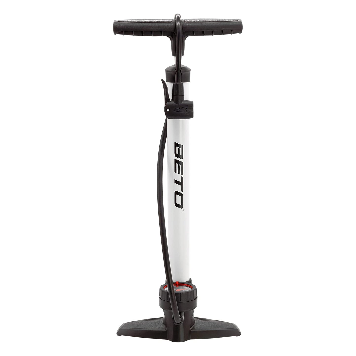 Velo-Standpumpe mit Manometer, Weiss = Mit rundem Manometer
