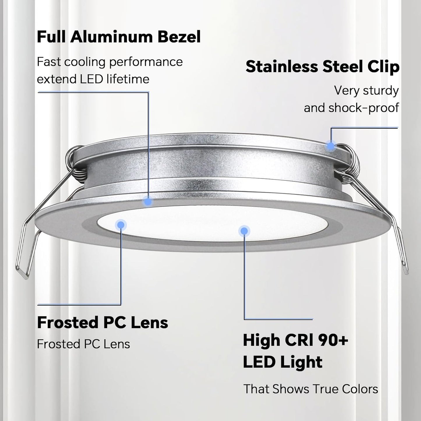 4 x LED-Einbaustrahler, Silber 3000k
