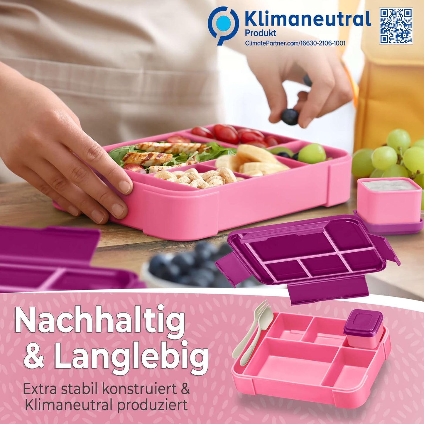 Brotdose für Kinder mit Fächern [LITE], Lila