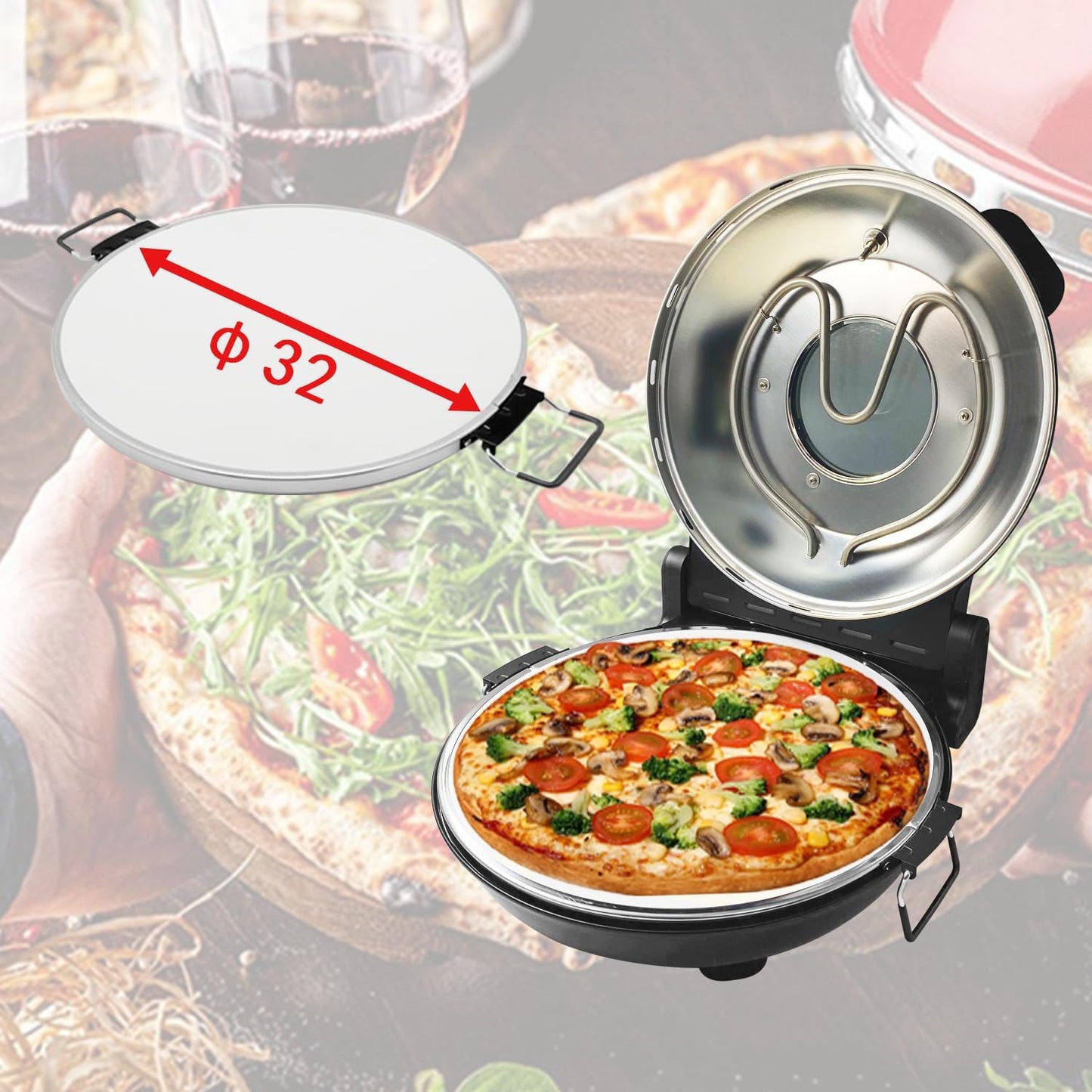 Elektrischer Pizzaofen, Schwarz