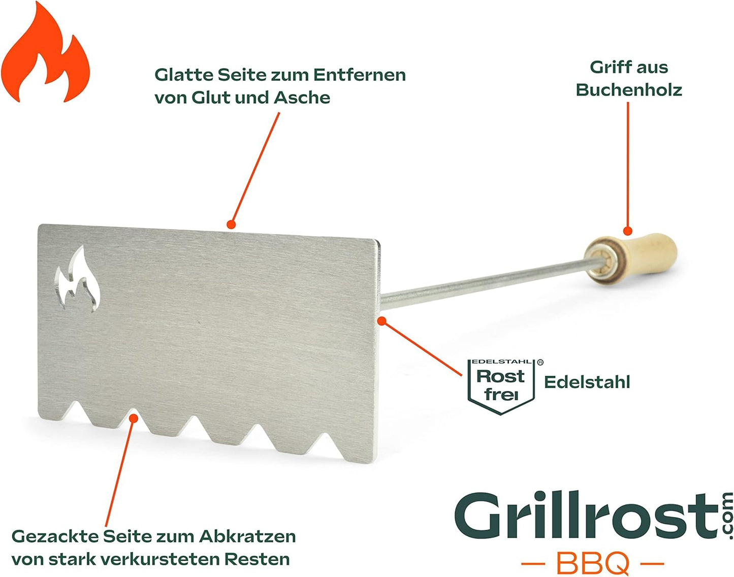 Aschekratzer für Kamin und Ofen, Glutschieber