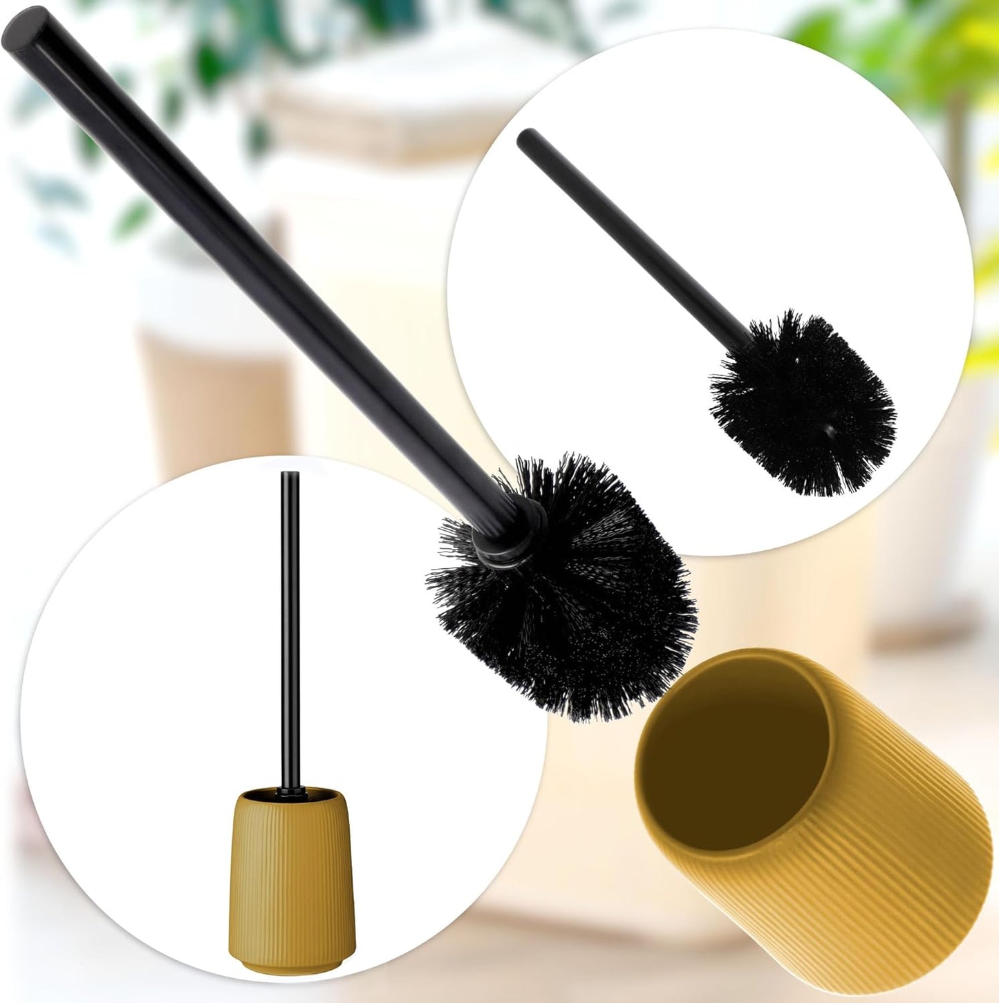 2-teiliges Badezimmer Zubehör Set mit Seifenspender und WC-Bürste, Gelb: Seifenspender, WC-Bürste 2