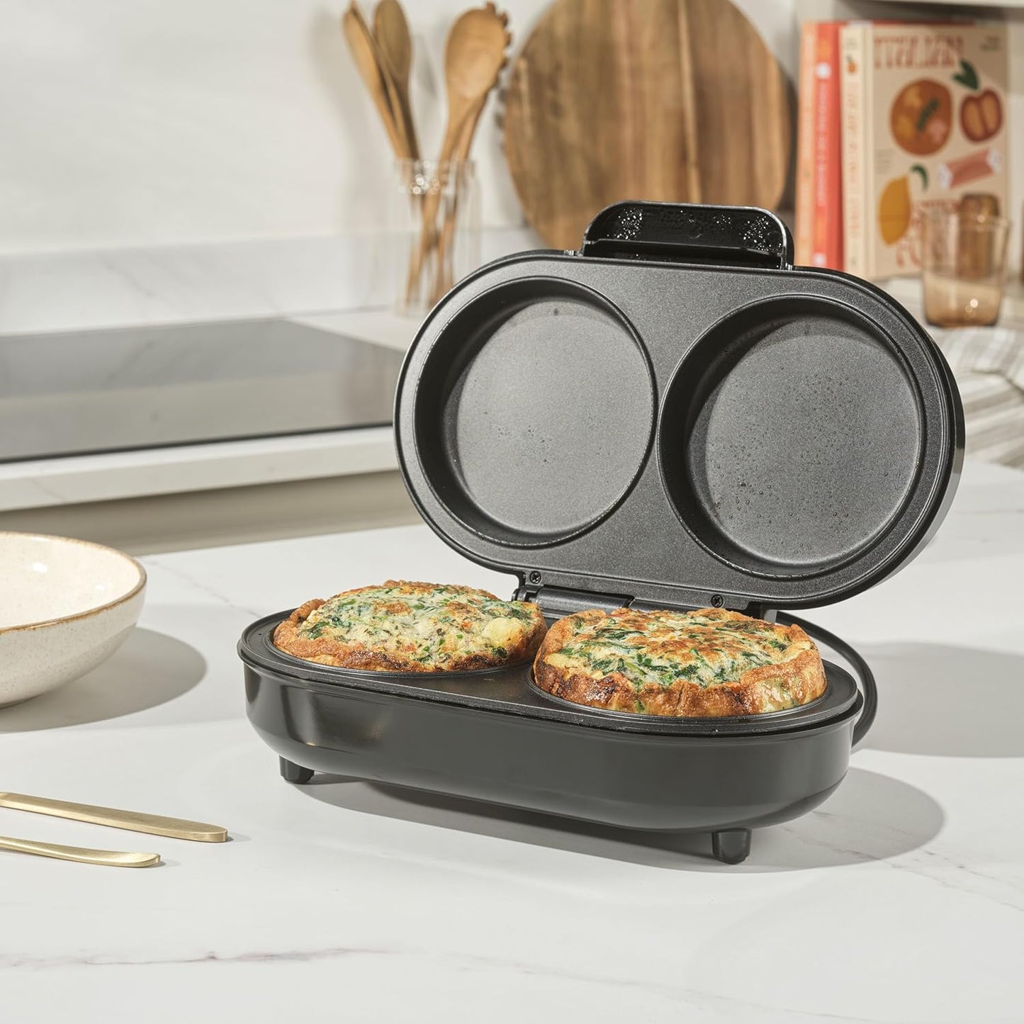 XL Dual Omelette Maker mit Antihaftplatten, EU Stecker XL Doppel-Omelett-Maker