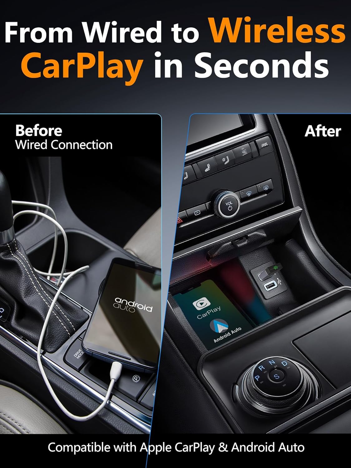 2-in-1 CarPlay & Android Auto Wireless Adapter, 1Stück