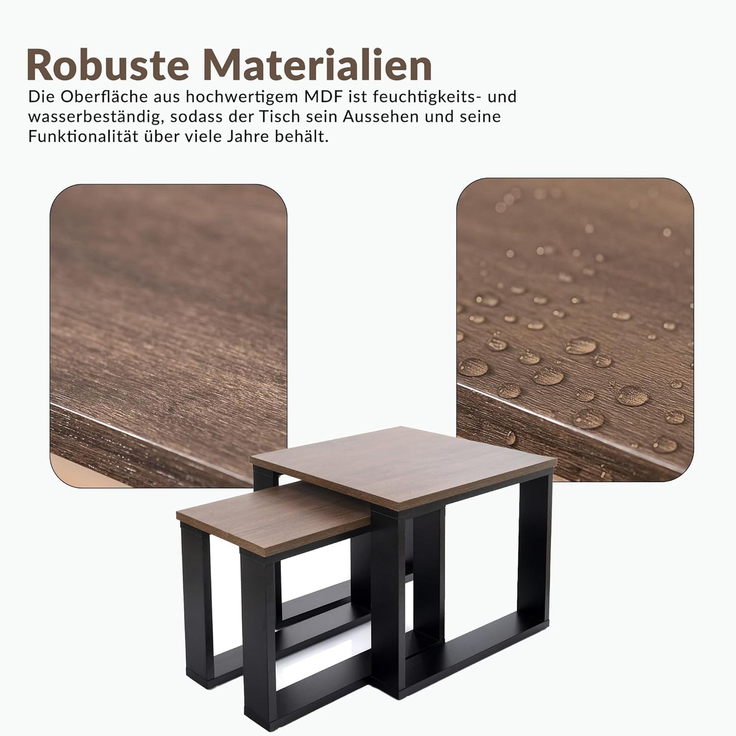 2er-Set Couchtisch, Braune Eiche